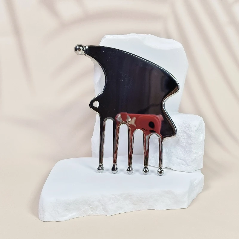 304不锈钢多用按摩梳家用简约多功能便携浴室大号透明梳子刮痧板