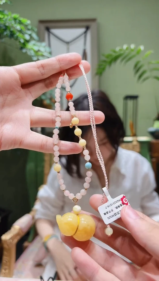 蜜蜡颈饰未镶嵌蜜蜡绳编项链MNN1019-7多样性发货