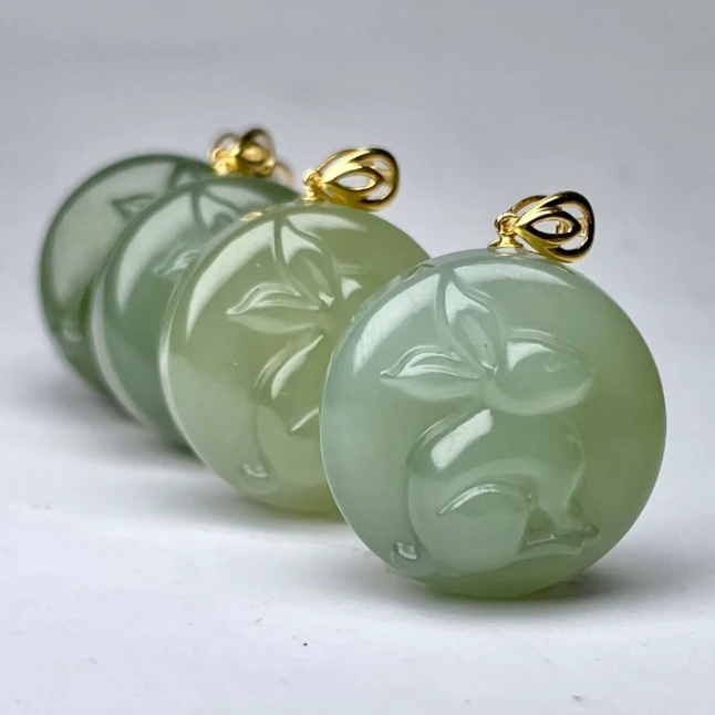 石惑珠宝@和田玉吊坠圆牌25*19·多样性发一