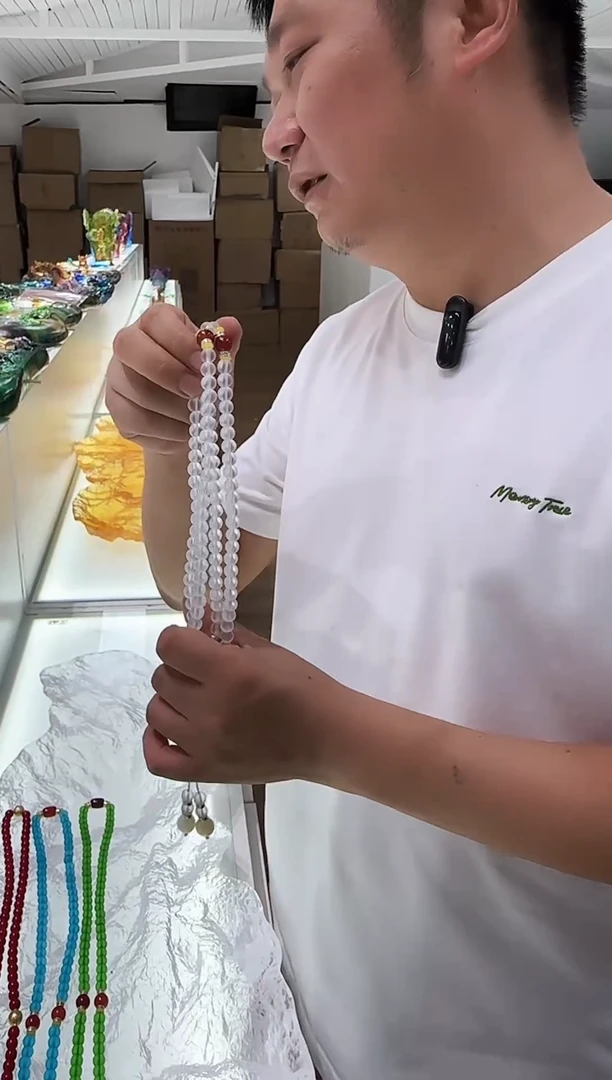 手工艺品琉璃108颗手串白色
