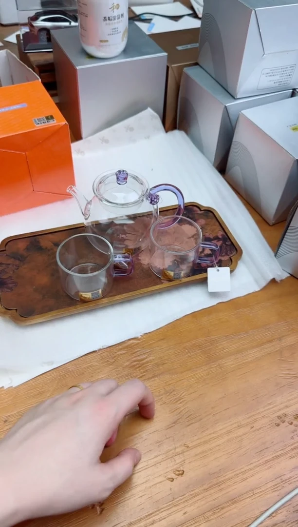 禾器粉金标清莲壶+禾器清禾杯紫
