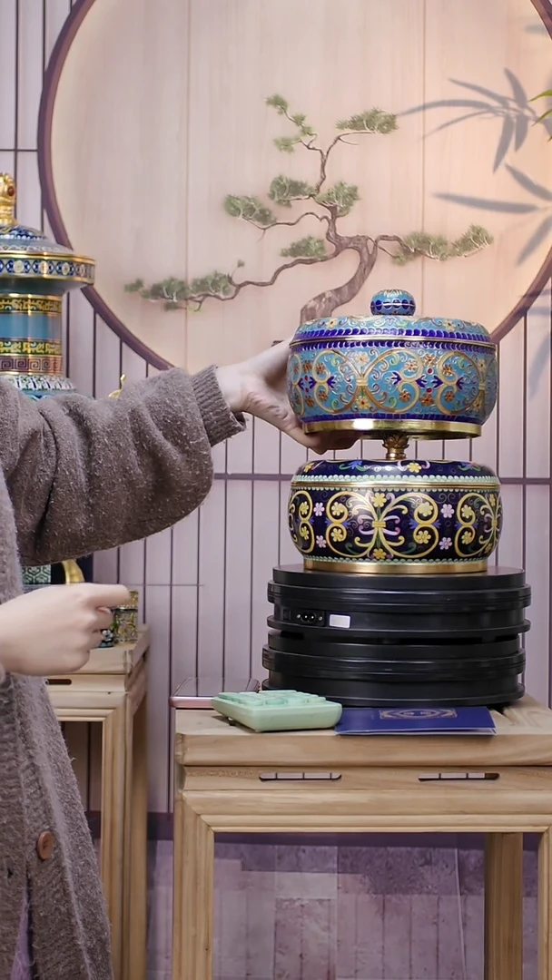 【闪购商品】非遗技艺 景泰蓝莲花钮捧盒+花丝捧盒