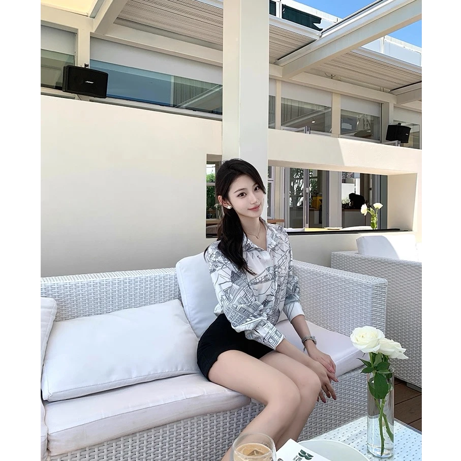 韩系气质女神2025秋季防晒衬衫外套老钱高级感长袖上衣配短裤套装