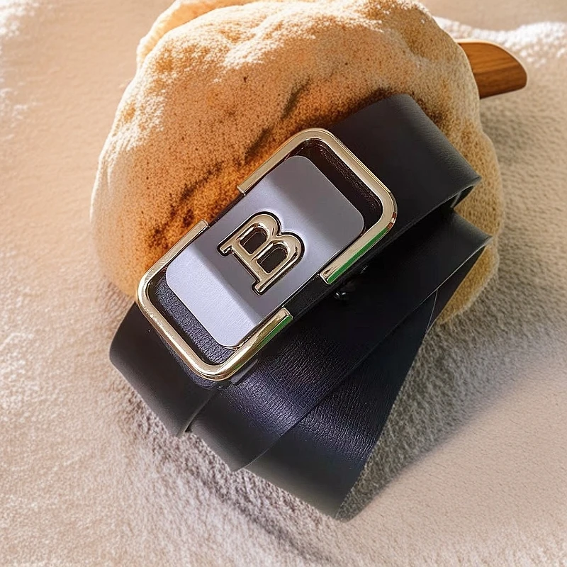 02皮带休闲休闲风腰带皮带扣男士质感松紧黑色潮流复古