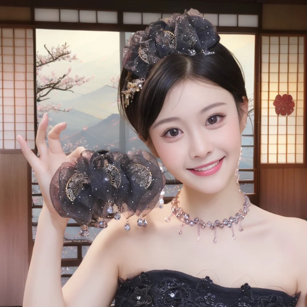 【国风裙摆】新款超仙扇子流苏抓夹蓬松高颅顶显发量鲨鱼夹发夹头饰