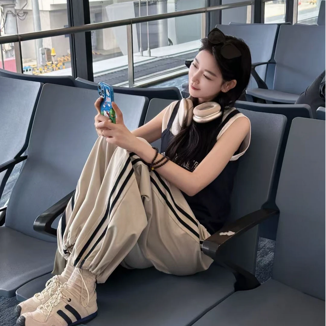 OUDOCKEE 鸥鸥【运动裤】机场穿搭米杏色休闲时尚运动裤 K2502X325T