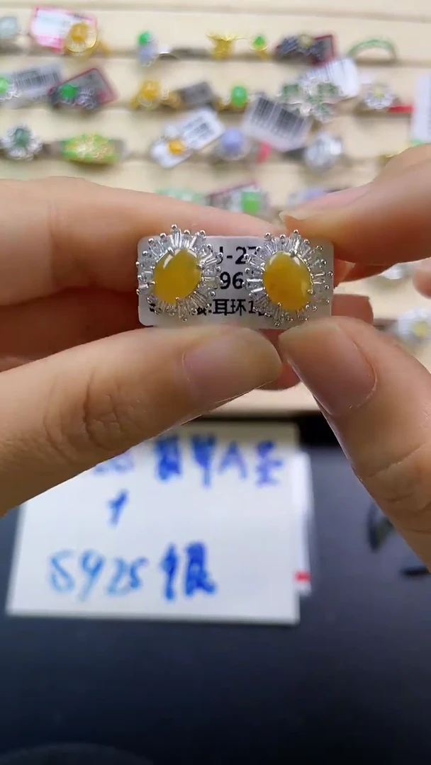 银S925镶嵌戒指翡翠翡翠 蛋面 银S925镶嵌
