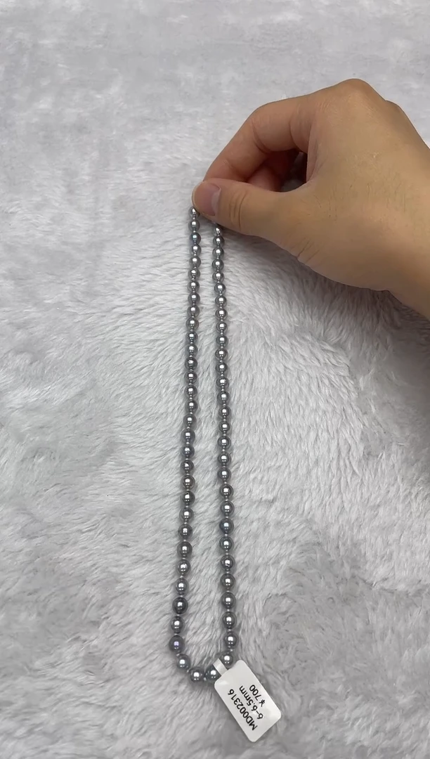 项链银S925镶嵌海水珍珠AK真多麻6-6.5mm