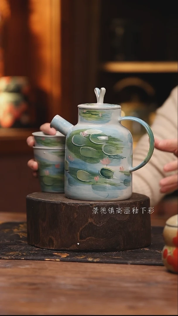 陶瓷景德镇高温釉下手绘陶瓷@L328@