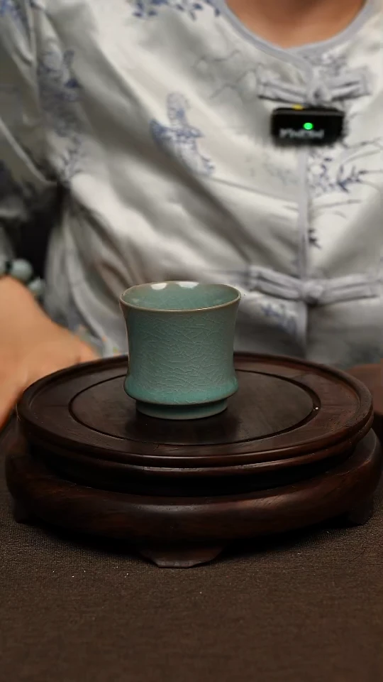 瓷片仿古釉全手束腰杯80ml 微瑕不带礼盒