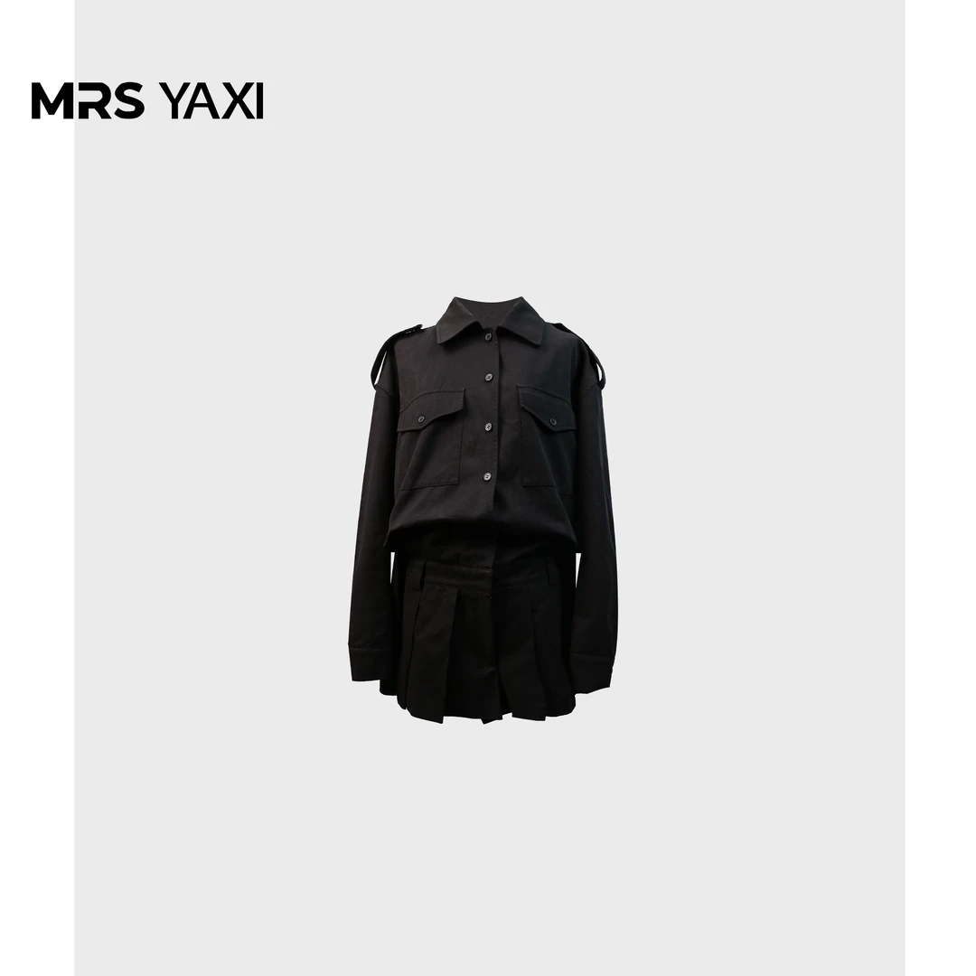 Mrsyaxi春季新款极简轻奢高级感工装衬衫式连体裤女YX5120501