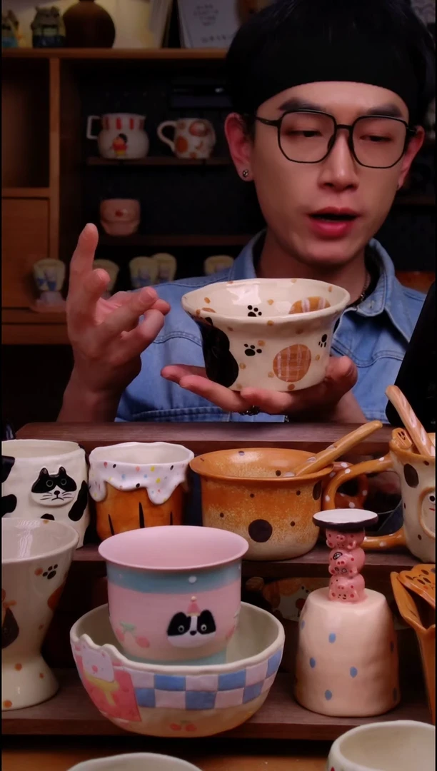 杯子陶景德镇可爱设计师款陶瓷