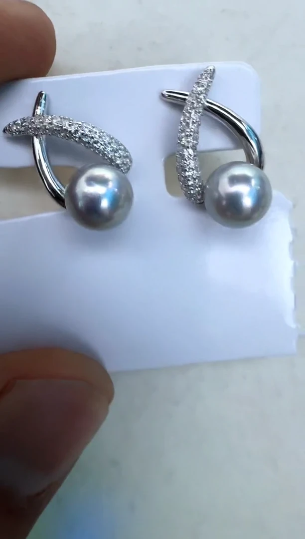 【闪购商品】海水珍珠耳饰银S925镶嵌耳钉