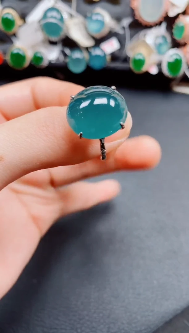 银S925镶嵌戒指翡翠翡翠