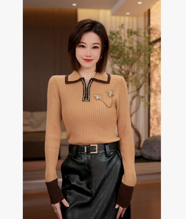 【摩登风范】Molly时尚气质显瘦轻奢重工洋气冬季优雅上衣 M2530326