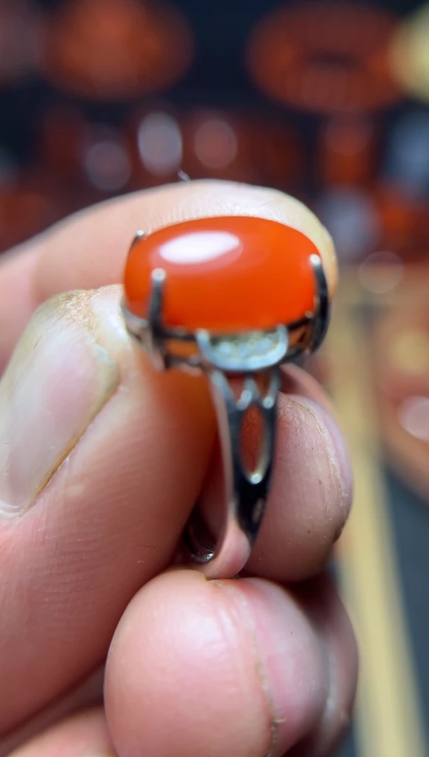 【闪购商品】南红玛瑙戒指银S925镶嵌天然南红戒指