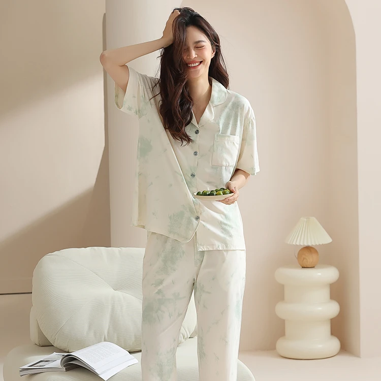 SR“春意盎然”春夏舒适休闲扎染睡衣家居服套装85111
