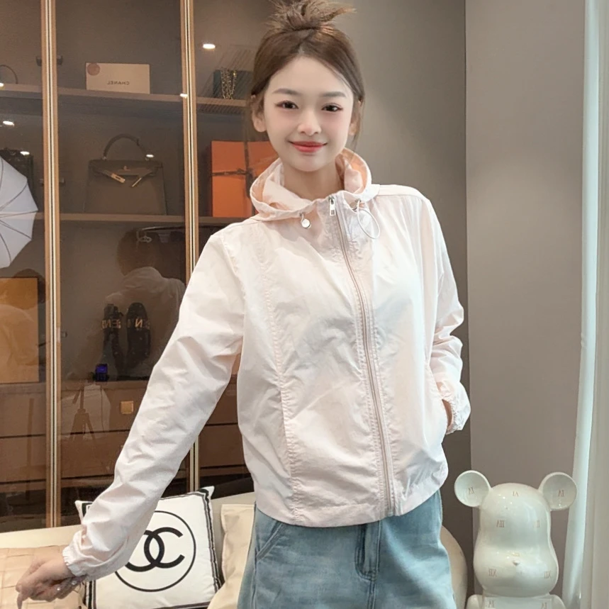 连帽防晒衣女士2025夏季新款时尚短款轻薄冰丝遮阳透气防晒服外套