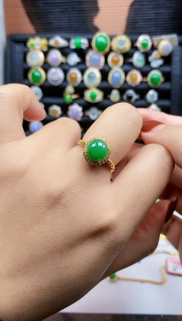 银S925镶嵌戒指翡翠169