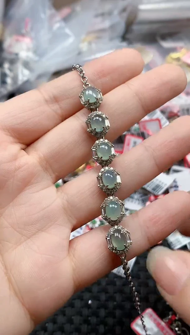 银S925镶嵌戒指翡翠天然A货缅甸翡翠