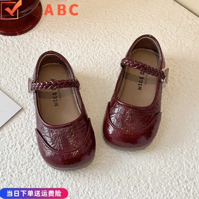 ABC 女童公主鞋小皮鞋2025春季儿童洋气小女孩银色单鞋舞台玛瓢鞋