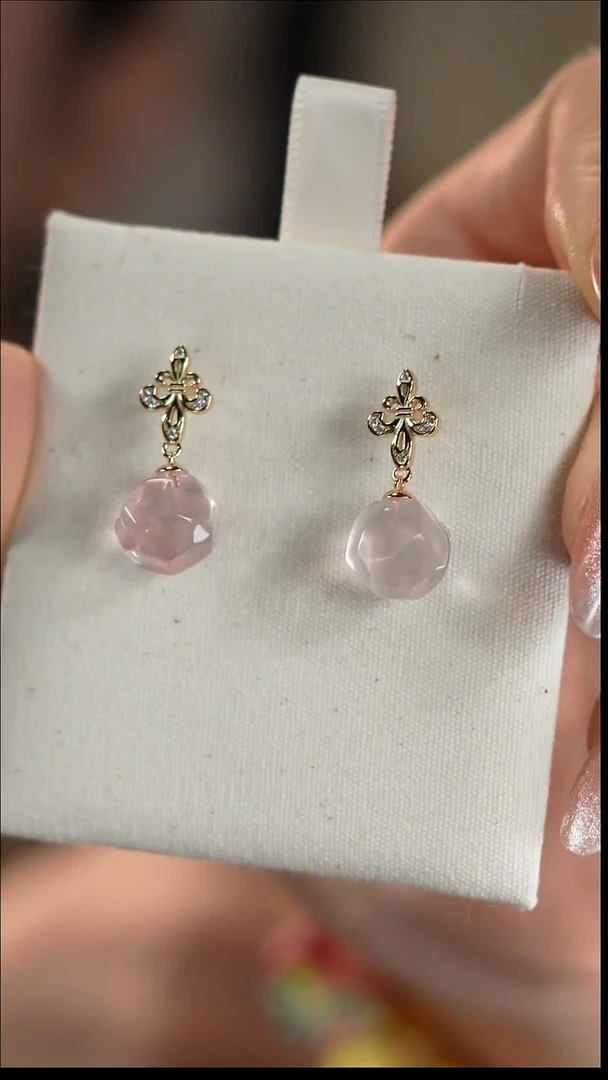 无非金属耳坠水晶耳钉