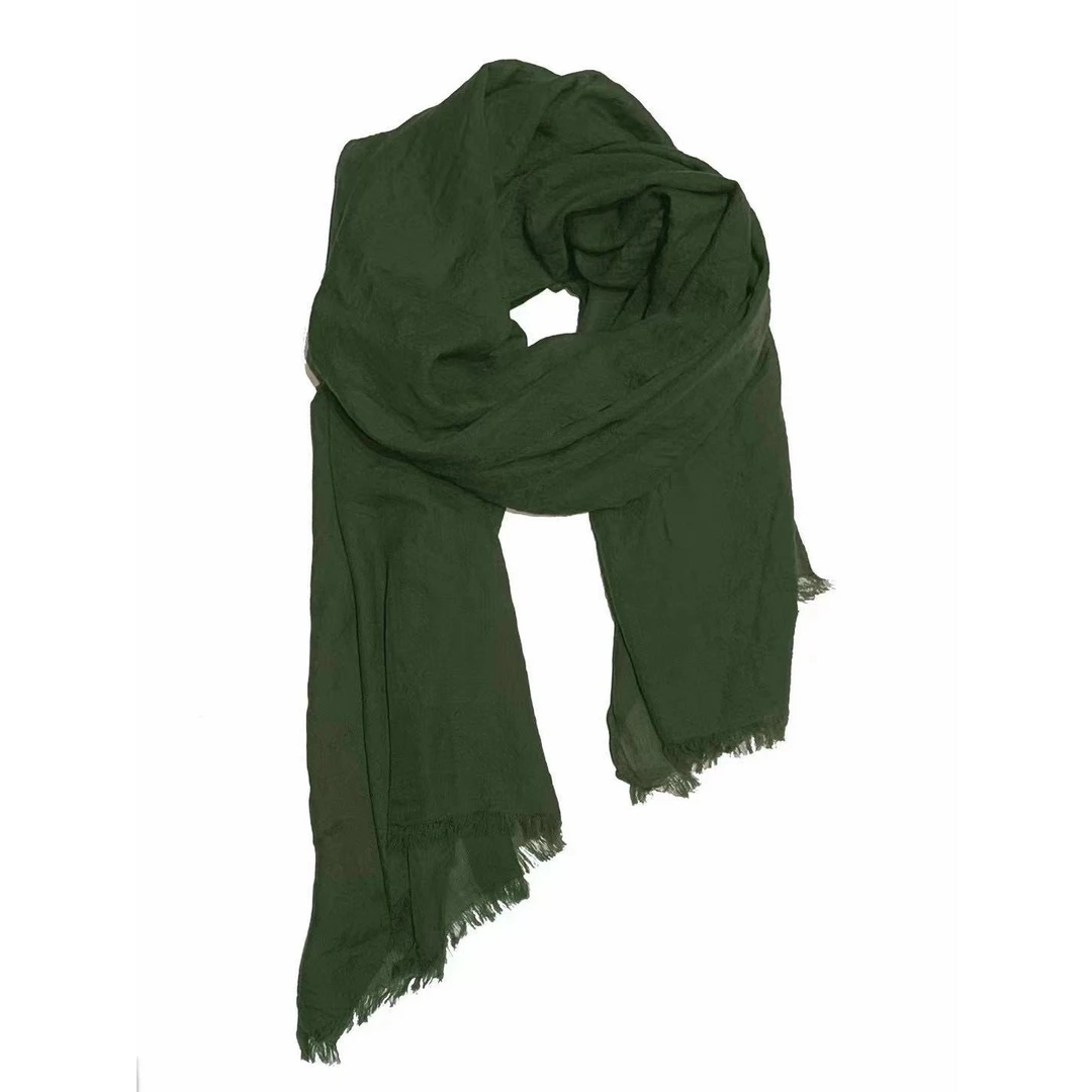 涟香家左岸迷香围巾0051羊羔毛绿色植物染经典纯色保暖秋冬