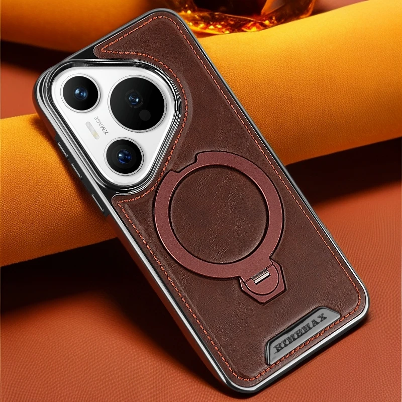 旋转磁吸支架适用华为Pura70pro+手机壳70皮质防摔新款高级感男士