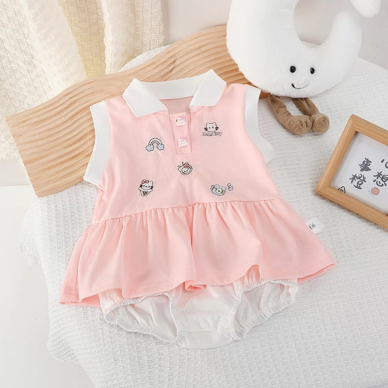 婴儿包屁裙子超萌可爱夏装洋气薄款爬服三角哈衣女宝宝短裙polo