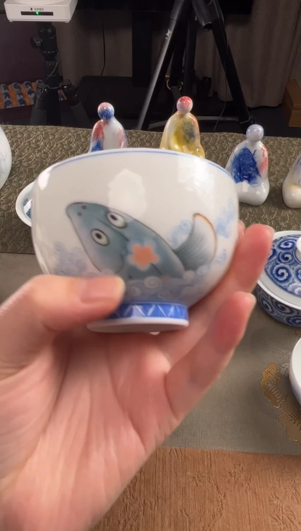 景德镇文祥窑手工釉下彩陶瓷单杯