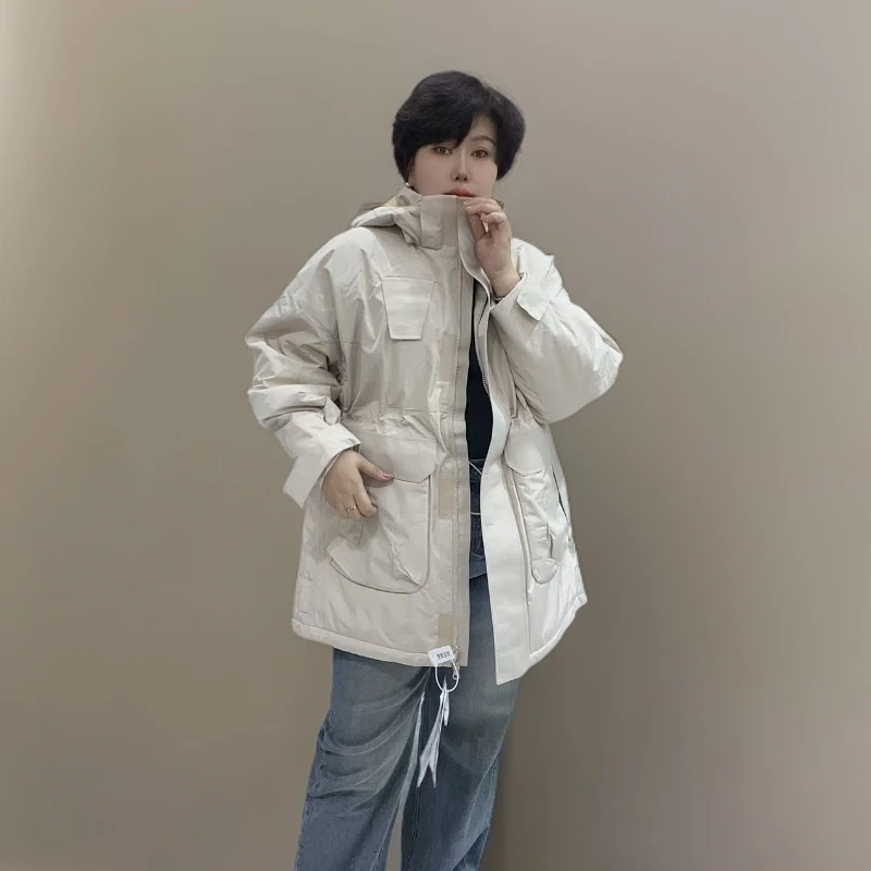 【H.X蕾姐】冬款中长款四色棉服女胖mm冲锋衣外套大码女装