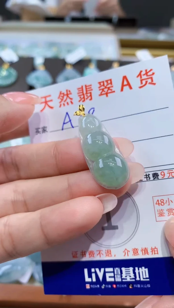 颈饰18K金镶嵌翡翠天然翡翠A货挂件