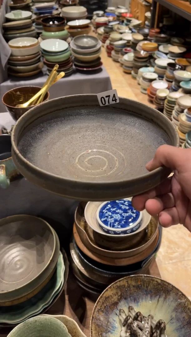 【闪购商品】瓷片74  手工高足盘1个
