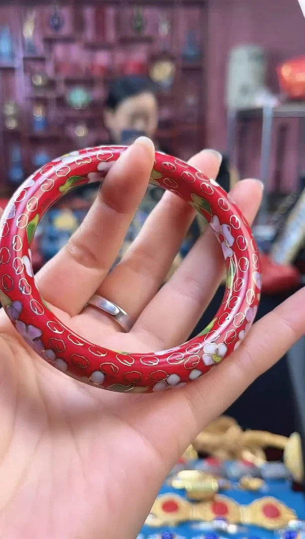 非遗 景泰蓝棍镯 60/宽版 大红