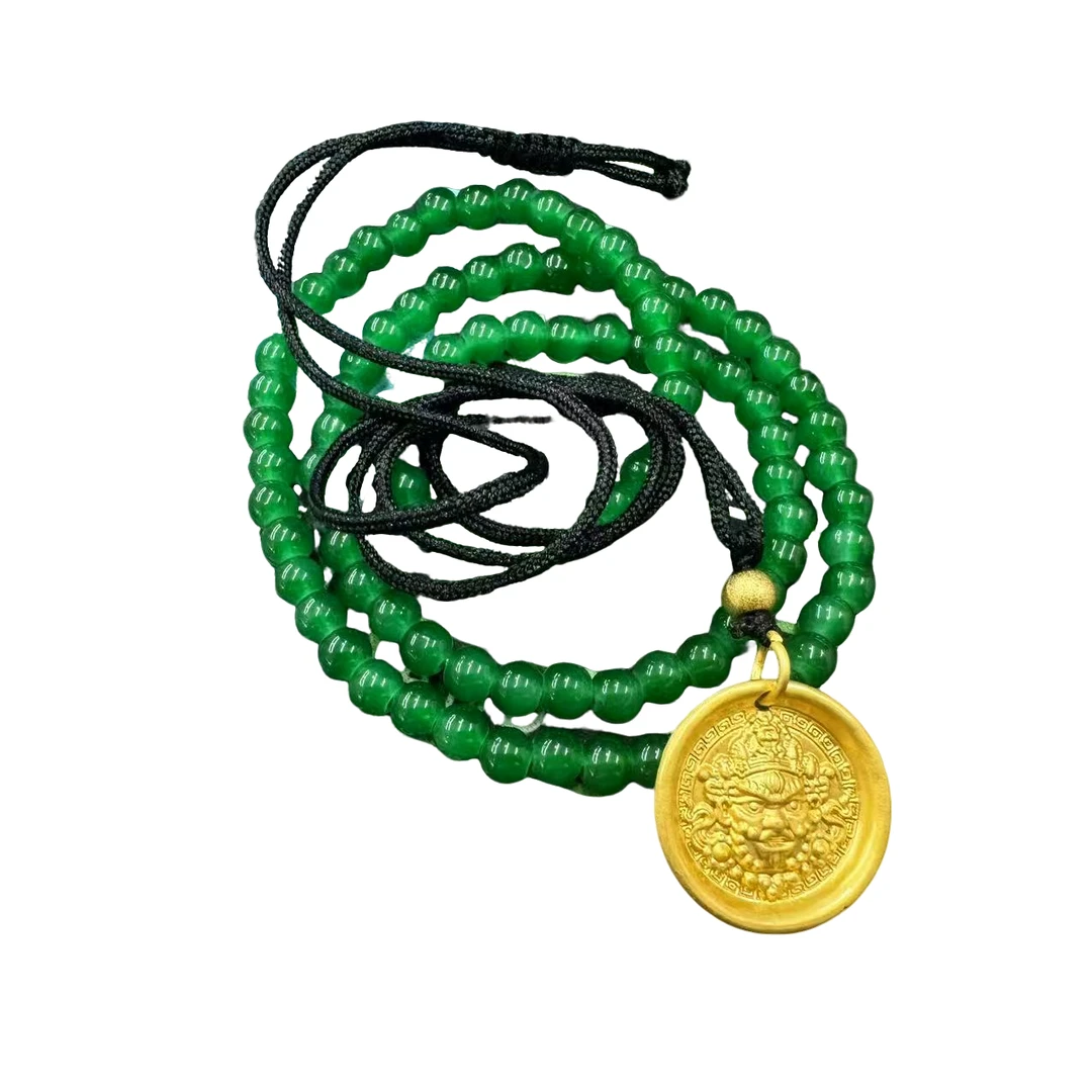 足金黄金黑绳黄财财吊坠玛瑙时尚款J133