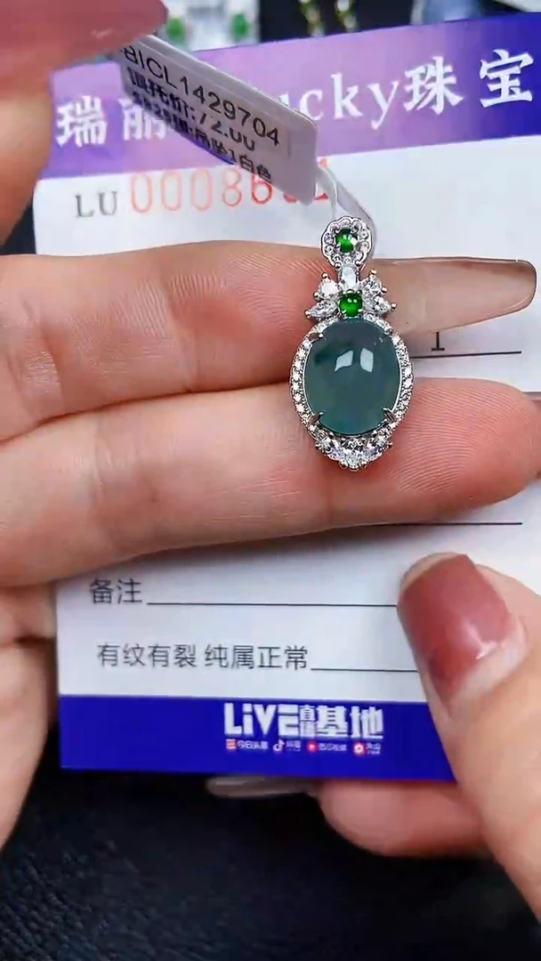 颈饰银S925镶嵌翡翠8631