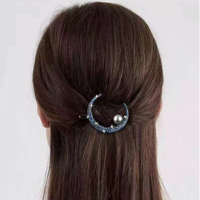 韩国星月珍珠发夹女成人发卡气质复古后脑勺夹子一字侧边刘海发饰