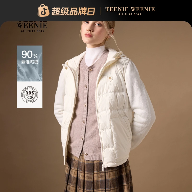 *TeenieWeenie小熊女装羽绒服25秋新舒适休闲连帽外套TTJD254TW4B