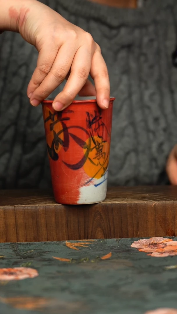 杯釉下彩手工手绘同款陶器