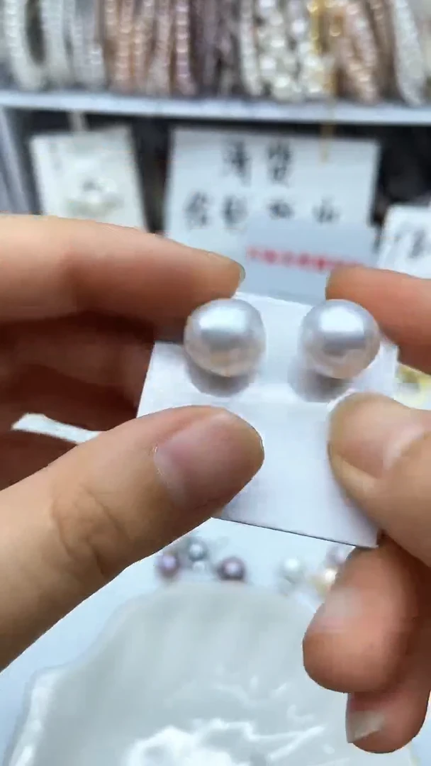 银S925镶嵌淡水珍珠耳饰耳钉