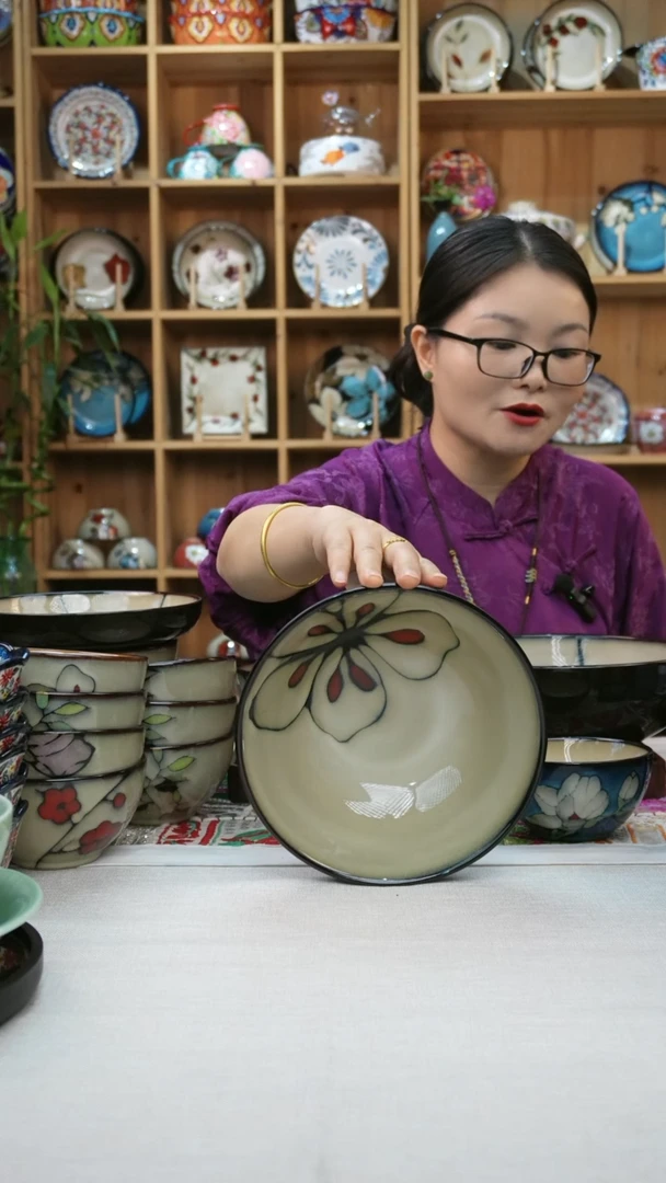 瓷片小可高温陶瓷餐具一组两只大碗