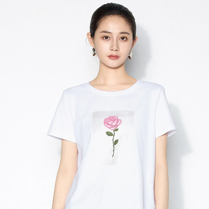 【粉丝专属】圆领亲肤透气时尚女士短袖T恤印花T恤VHS541KWH0