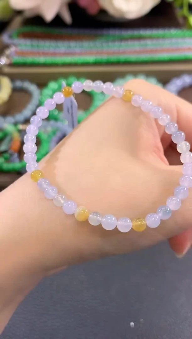 未镶嵌手串翡翠d10紫货有色差