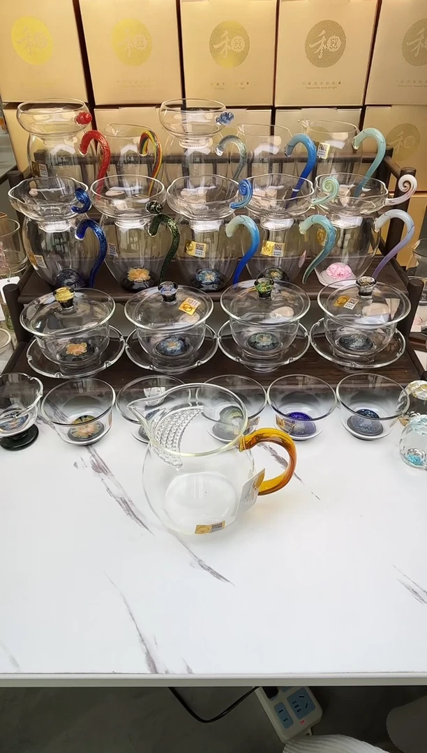 手工艺品玻璃禾器 观禄煮茶器琥珀