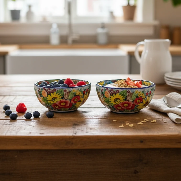 新品釉下彩陶瓷雏菊5英寸饭碗2只