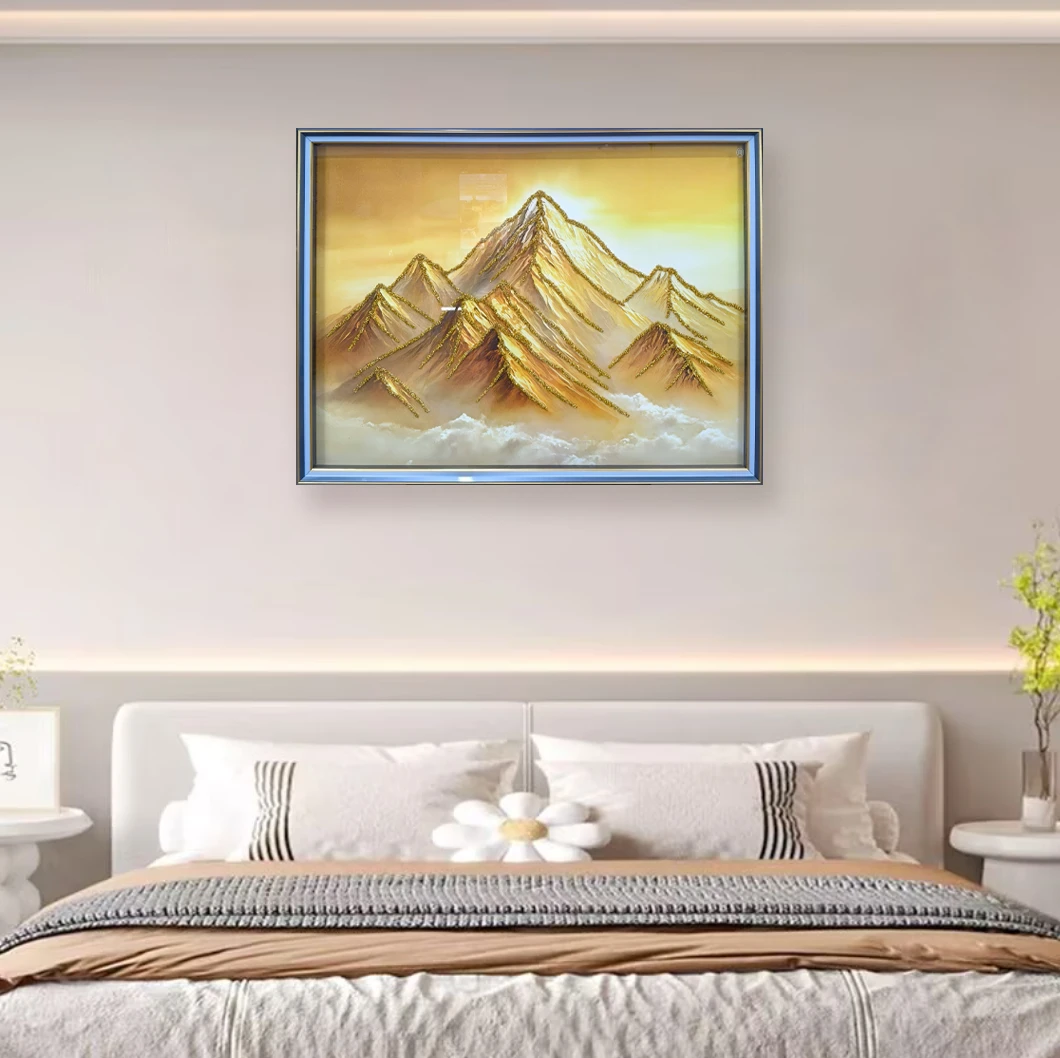 钢化玻璃【背靠金山】床头餐厅客厅装饰画客金山沙发背景墙日照金山