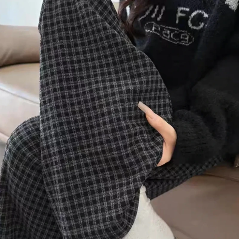 春秋款格子裤女款爆款2025新款直筒裤显腿长显瘦宽松休闲阔腿裤女