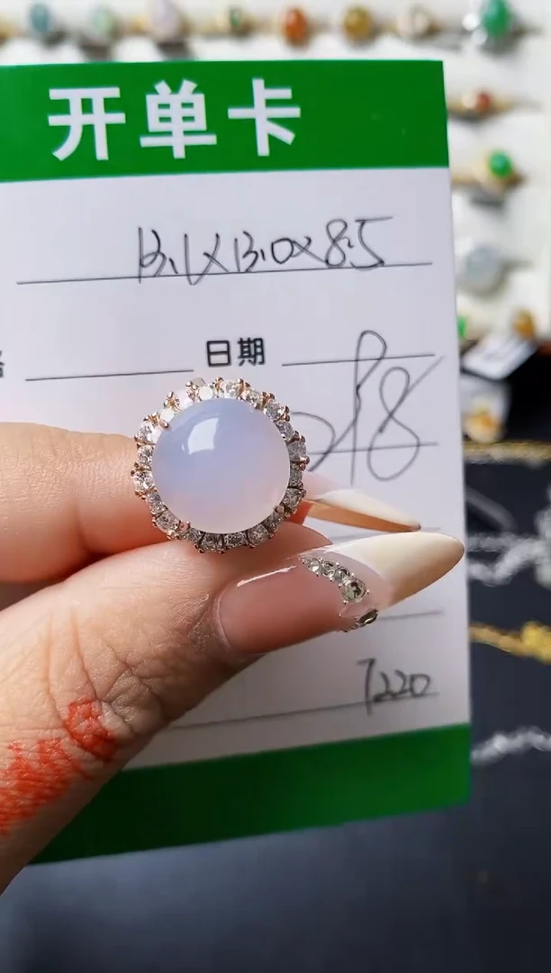 翡翠戒指银S925镶嵌7220