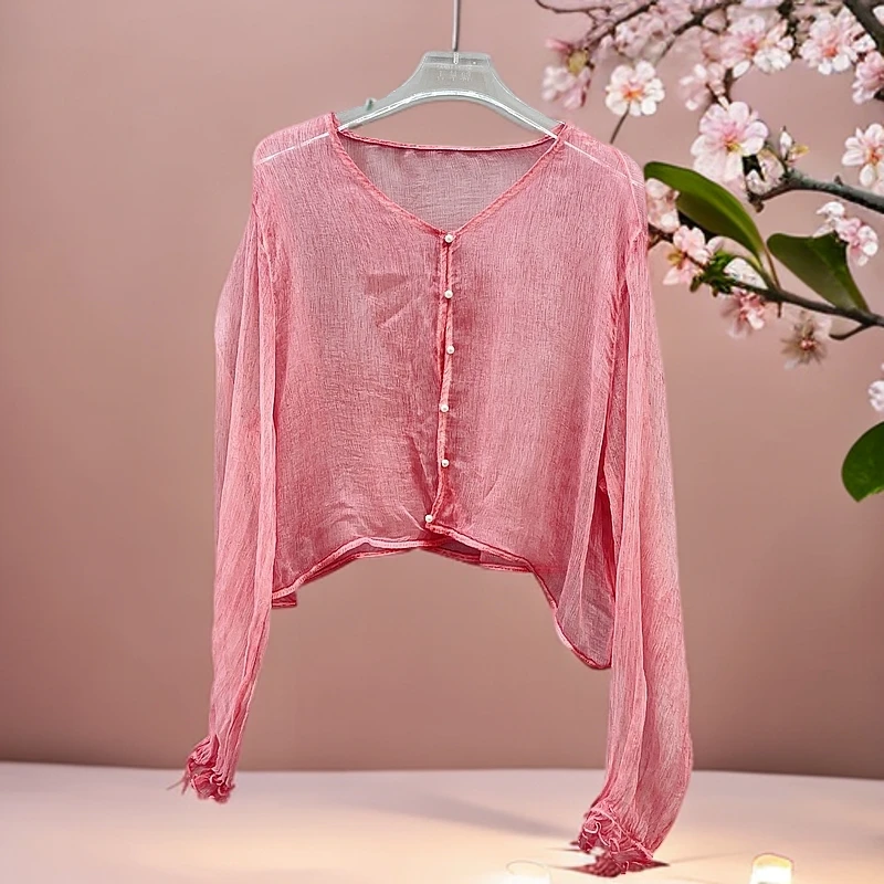 新款百搭开衫夏季防晒衫桑蚕丝开衫外套时尚