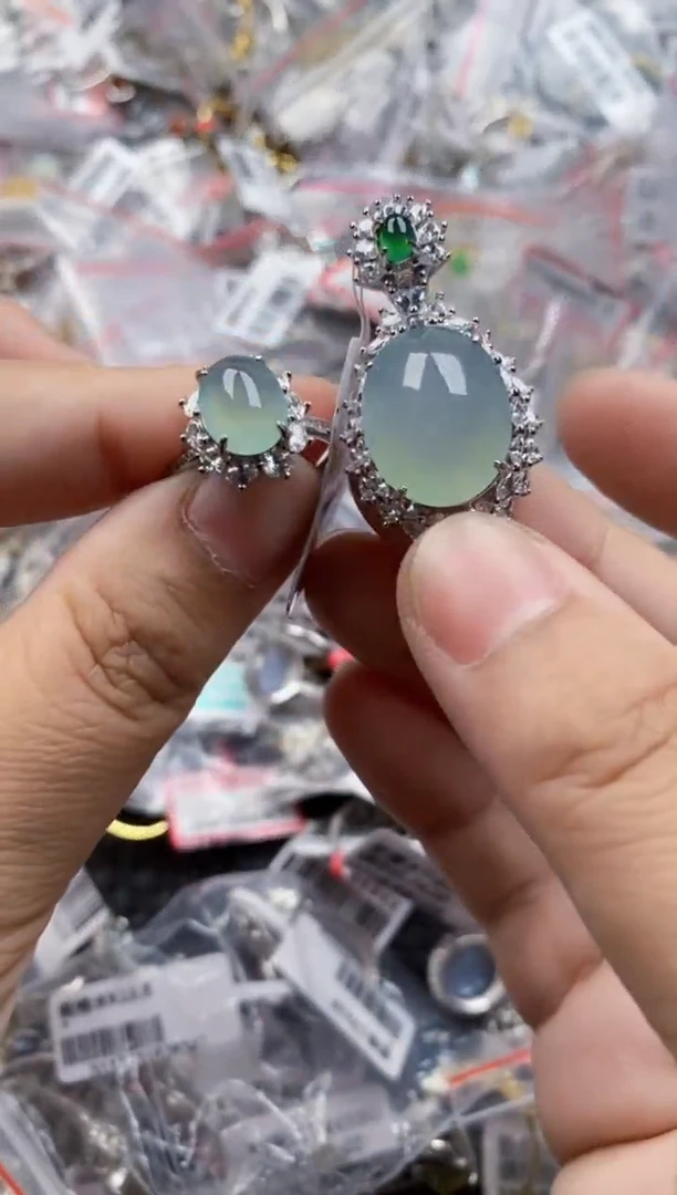 翡翠戒指银S925镶嵌1010      9